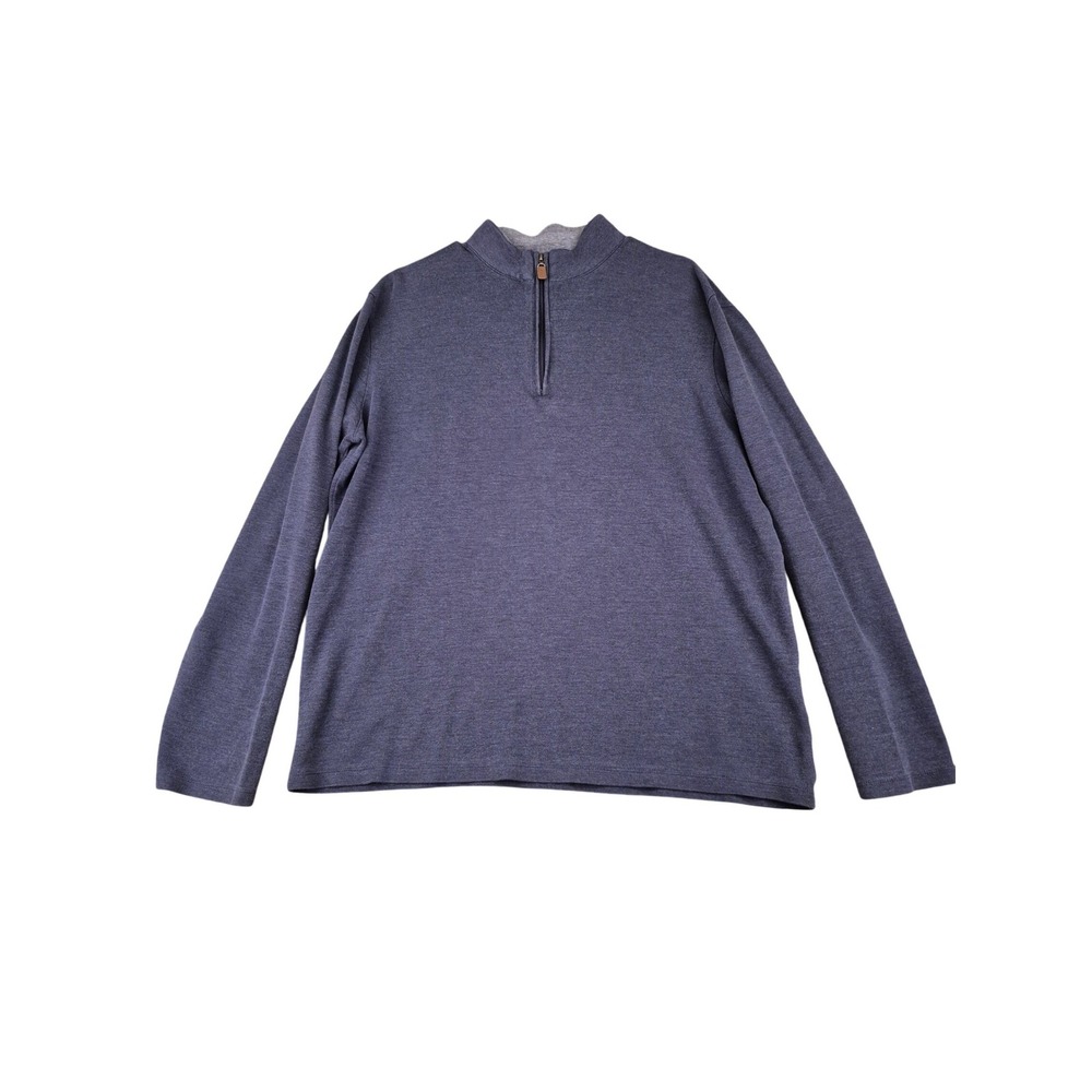 Mizzen + Main Blue Gray Heather Cotton Blend Quarter Zip Pullover Sweater XL